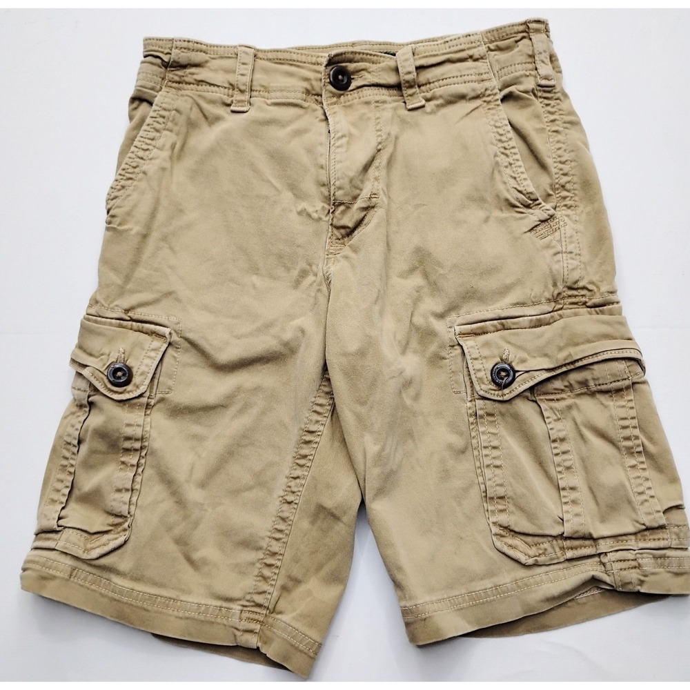 American Eagle Cargo Shorts Mens 28 Tan Ripstop Classic Length Distressed Y2K